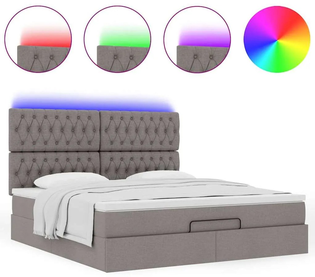Οθωμανικό κρεβάτι με στρώμα & LEDs Taupe 180x200cm ύφασμα 3314111
