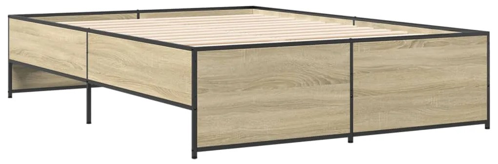 vidaXL Πλαίσιο Κρεβατιού Sonoma Δρυς 120x190 εκ. Επεξ. Ξύλο & Μέταλλο
