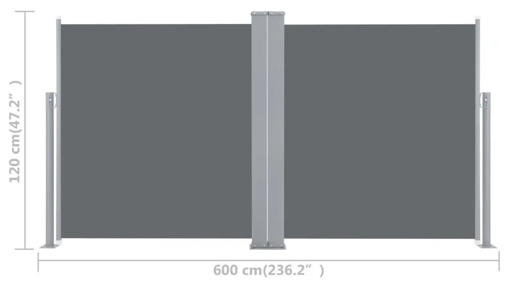 Σκίαστρο Πλαϊνό Συρόμενο Ανθρακί 120 x 600 εκ. - Ανθρακί