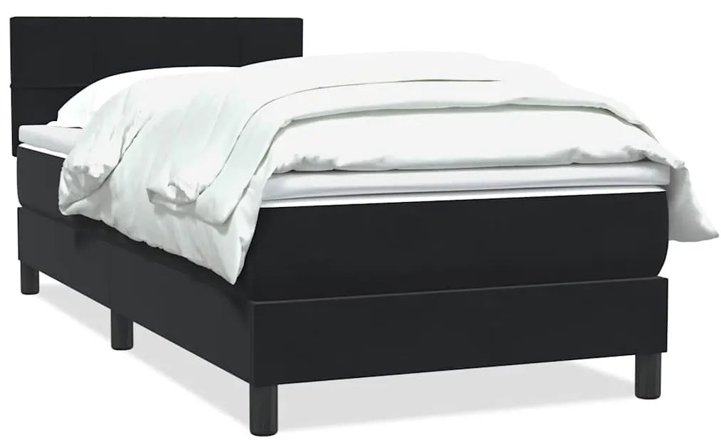 vidaXL Κρεβάτι Boxspring με Στρώμα Μαύρο 80x220 εκ. Βελούδινο