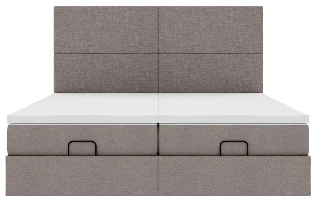 vidaXL Οθωμανικό κρεβάτι με στρώματα Taupe 200x200cm ύφασμα