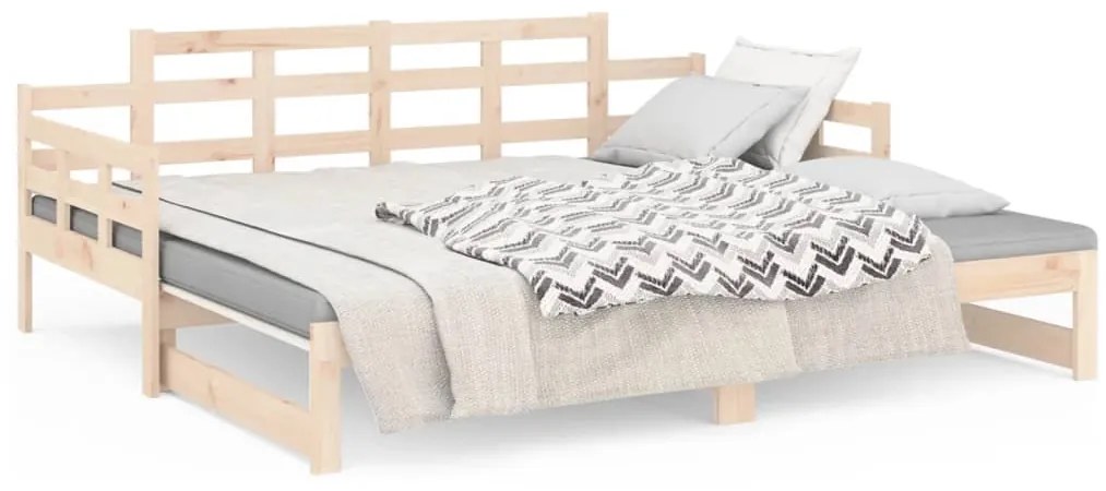 vidaXL Καναπές Κρεβάτι Συρόμενος 2x(80x200) εκ. από Μασίφ Ξύλο Πεύκου