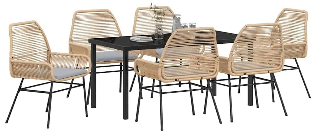 vidaXL Σέτ φαγητού για κήπο 7 pcs Καφέ συνθετικό ρατάν