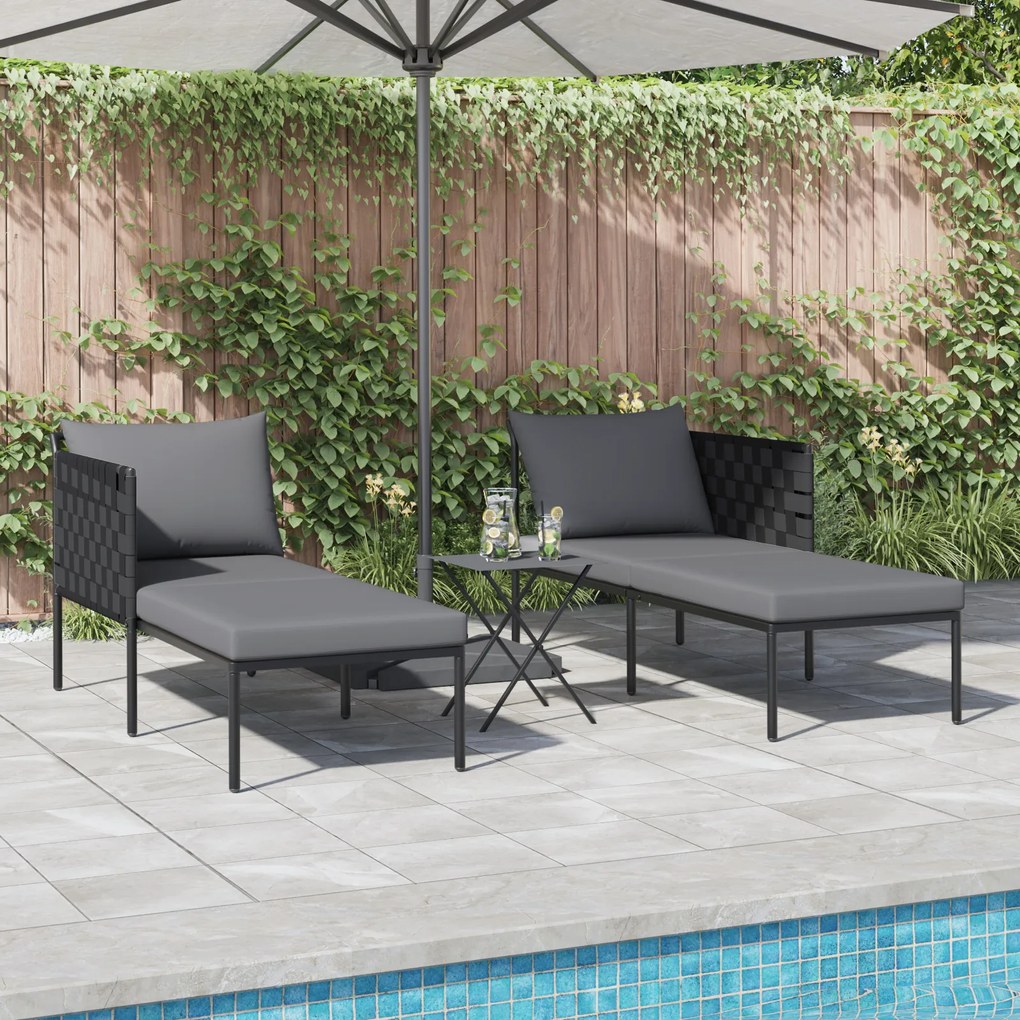 vidaXL Ήλιο-κρεβάτι με μαξιλάρι Ανθρακί 115 x 153 x 69.5 εκ. Ατσάλι