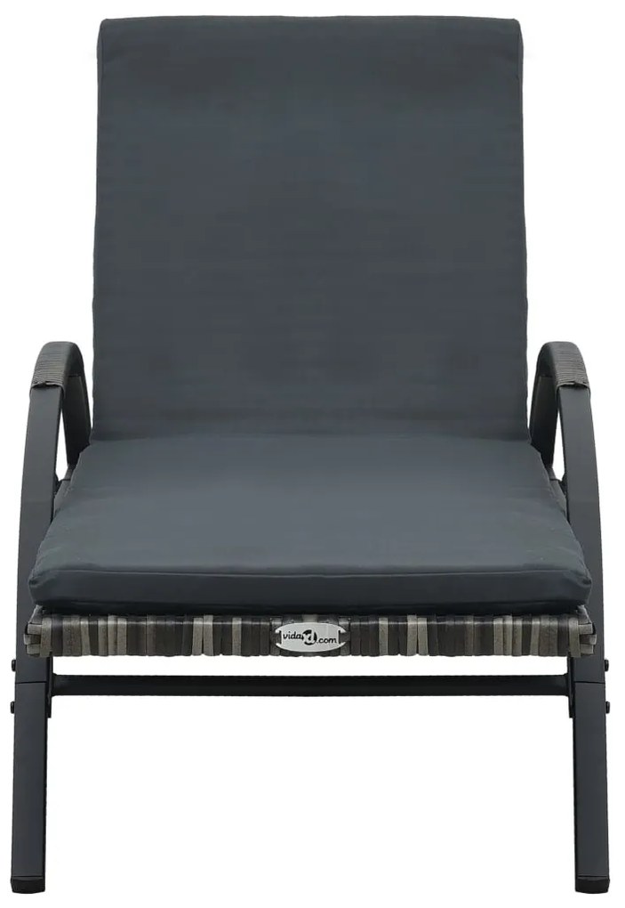 vidaXL Ξαπλώστρα Ανθρακί από Συνθετικό Ρατάν με Μαξιλάρι και Ρόδες