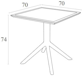 SKY WHITE 70X70X74ΕΚ. ΤΡΑΠΕΖΙ ΠΟΛ/ΝΙΟΥ