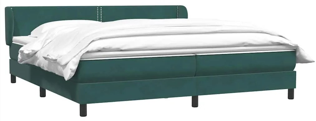 Box Spring κρεβάτι με στρώματα σκούρο πράσινο Βελούδινο - Πράσινο