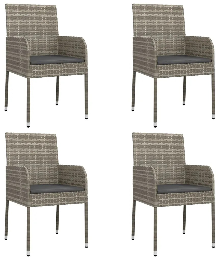 vidaXL Σετ Τραπεζαρίας Κήπου 5 τεμ Μαύρο&Γκρι Συνθ. Ρατάν με Μαξιλάρια