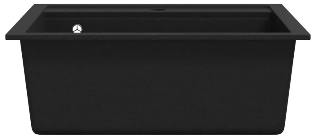 vidaXL Νεροχύτης με Μονή Γούρνα Μαύρος Γρανιτένιος