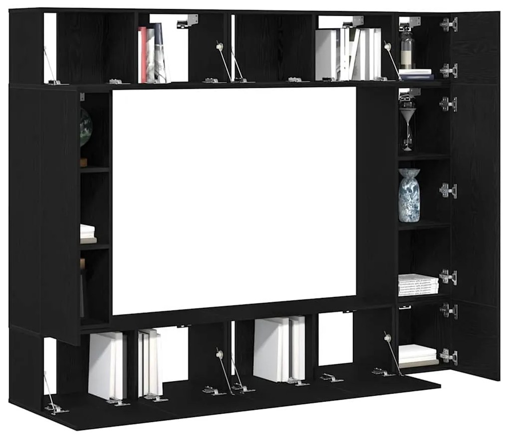 vidaXL Σετ Ντουλαπιών Τηλεόρασης Επιτοίχιο 8 pcs Μαύρη δρυς