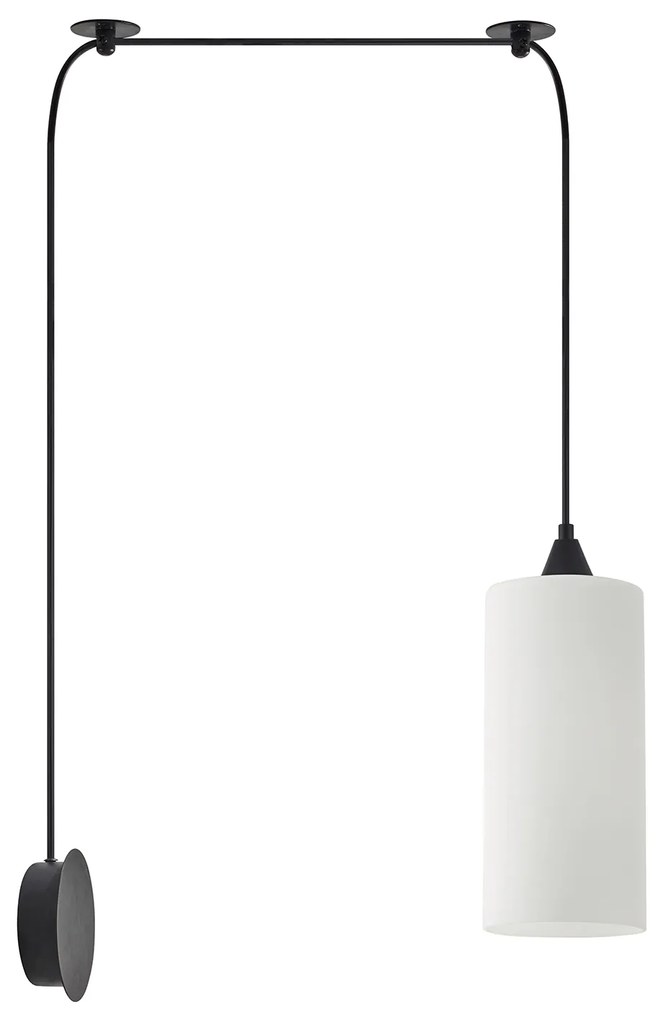 SE21-BL-4-BL1W-GL3 ADEPT TUBE Black Matt Wall Lamp White Glass+ HOMELIGHTING 77-8999