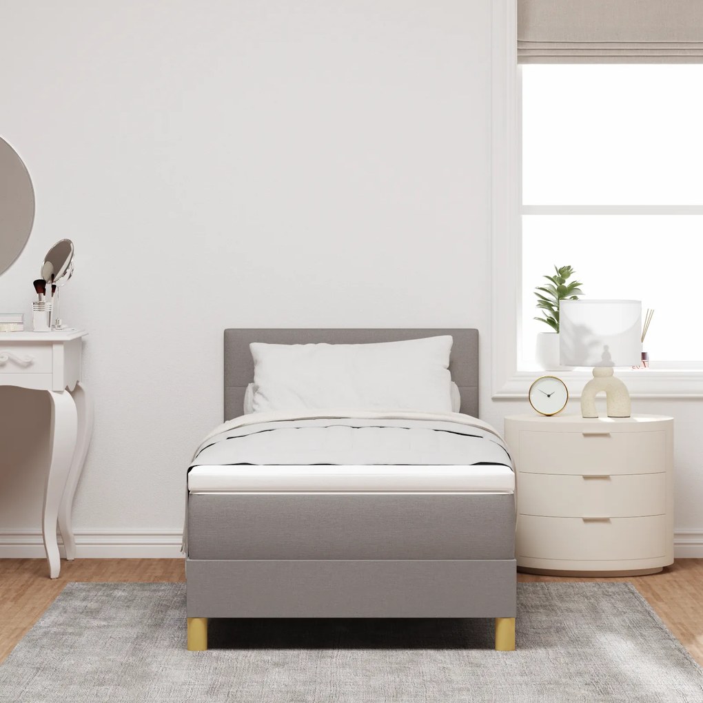 vidaXL Box Spring Bed με Στρώμα & LED Ταπί 90x200 εκ. Ύφασμα