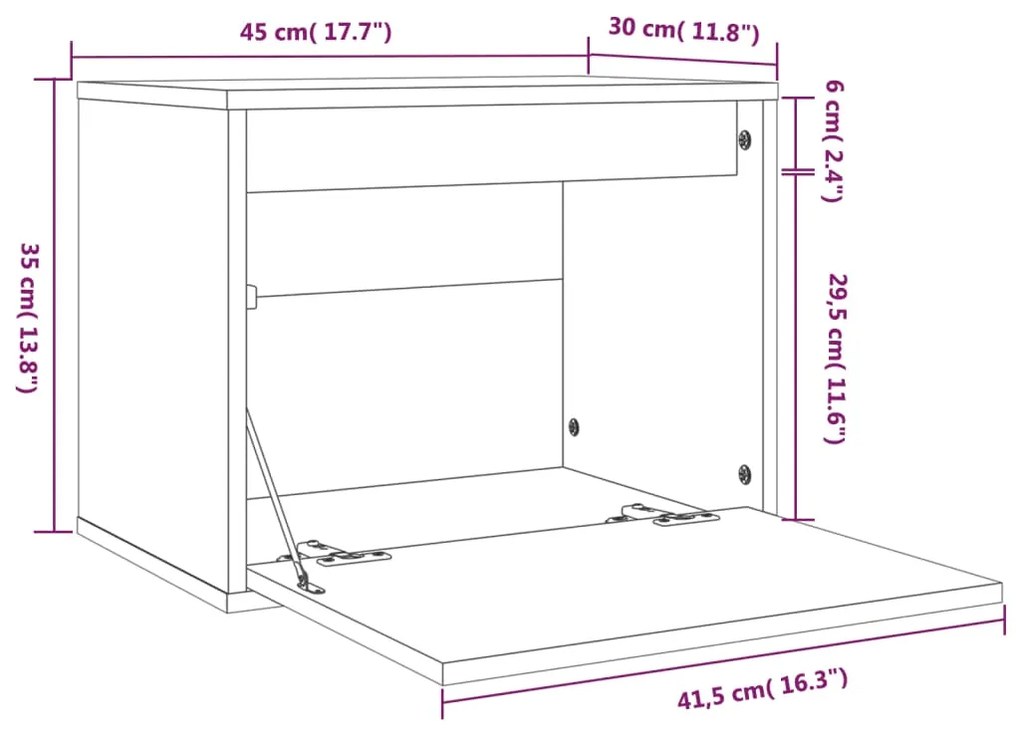 ΝΤΟΥΛΑΠΙ ΤΟΙΧΟΥ ΚΑΦΕ ΜΕΛΙ 45 X 30 X 35 ΕΚ. ΜΑΣΙΦ ΞΥΛΟ ΠΕΥΚΟΥ 813441