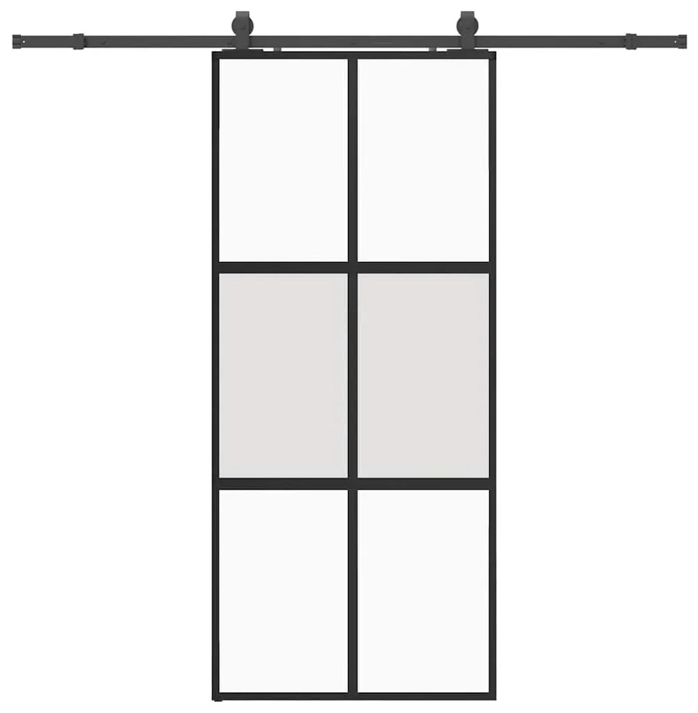 vidaXL Συρόμενη πόρτα με σετ υλικού Μαύρο 90x205 cm γυαλί μετριασμένο