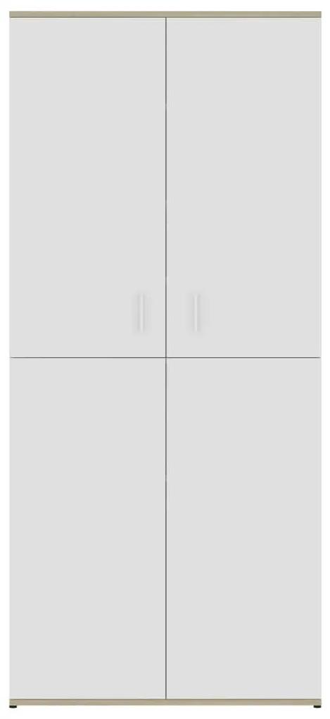 Παπουτσοθήκη Λευκό/Sonoma Δρυς 80 x 39 x 178 εκ. Μοριοσανίδα - Μπεζ