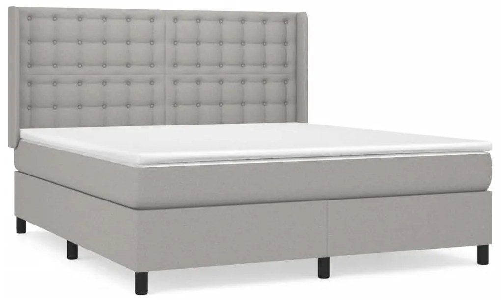 Κρεβάτι Boxspring με Στρώμα Ανοιχτό Γκρι 180x200 εκ. Υφασμάτινο - Γκρι