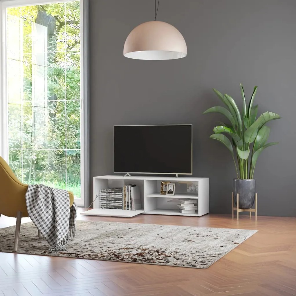 vidaXL Έπιπλο Τηλεόρασης Γυαλιστερό Λευκό 120x34x37 εκ. Επεξ. Ξύλο