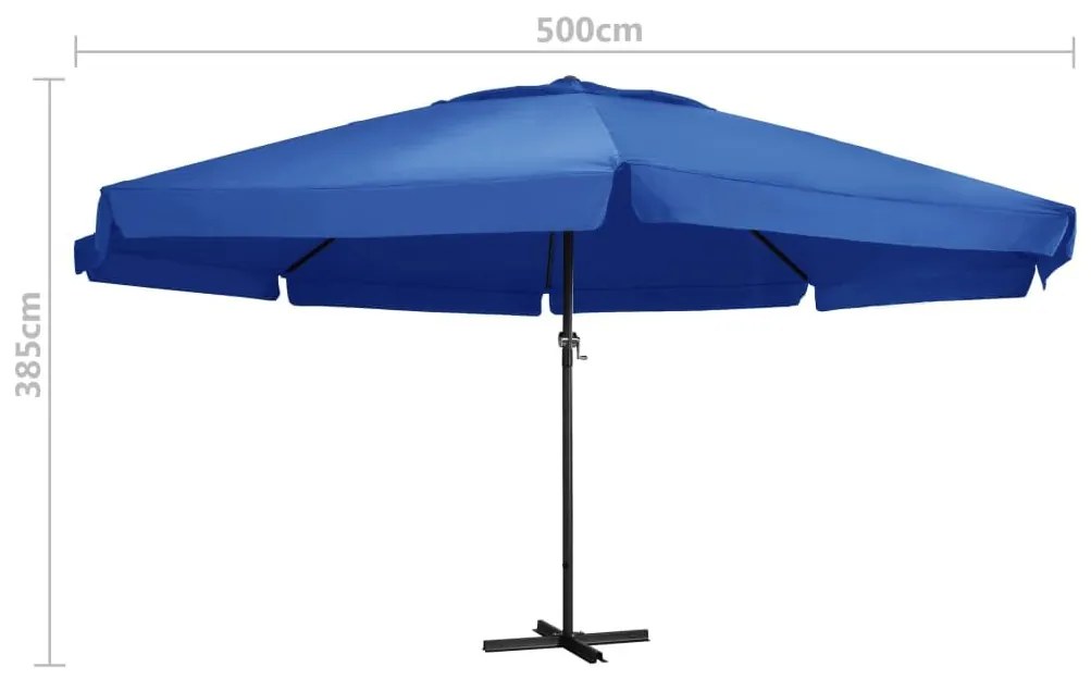 Ομπρέλα Κήπου Αζούρ Μπλε 500 εκ. με Ιστό Αλουμινίου - Μπλε
