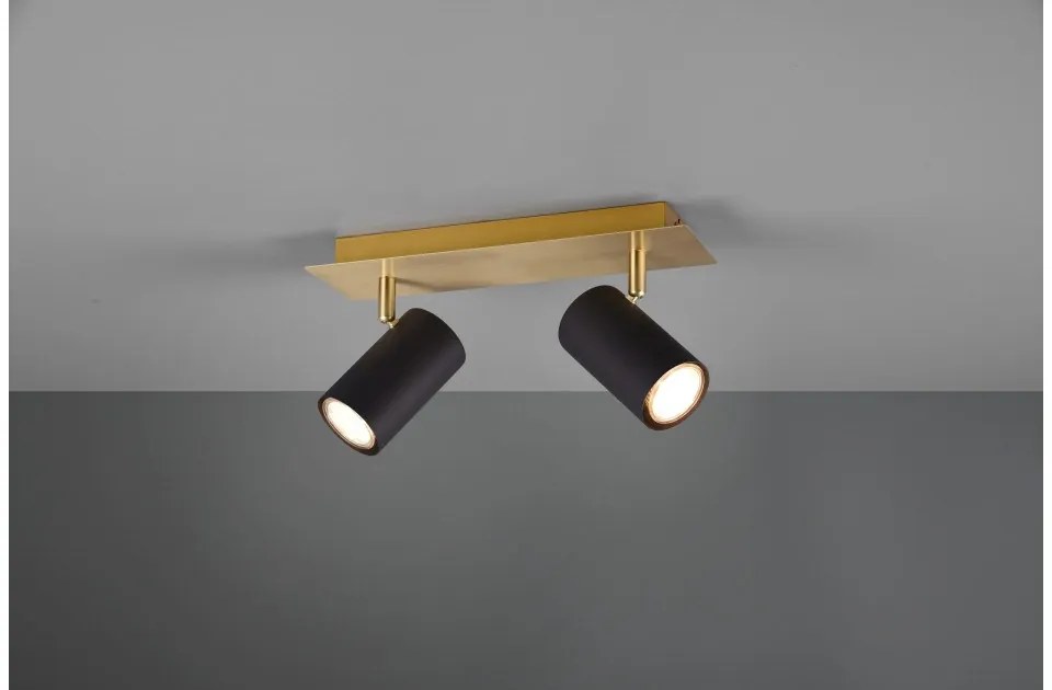 Σποτ Φωτιστικό Οροφής 2xGU10 Διπλό Κινητό Marley Trio Lighting-802400280-Μαύρο-Χρυσό 802400280