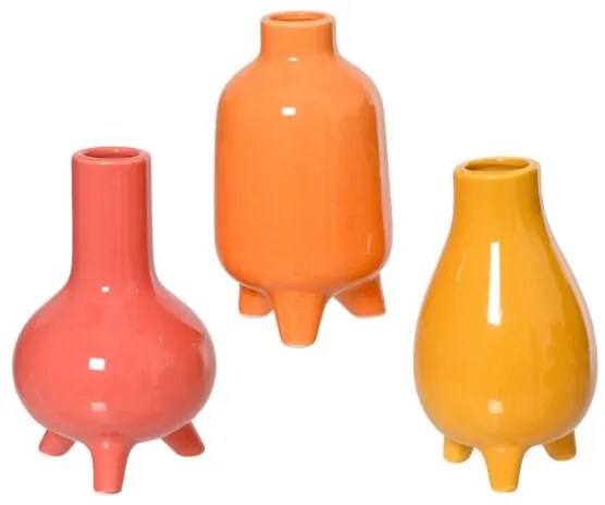 Beauty Home Βάζο Πορσελάνης 3 Σχεδία 7.3 x 13 CM  Πορτοκαλί