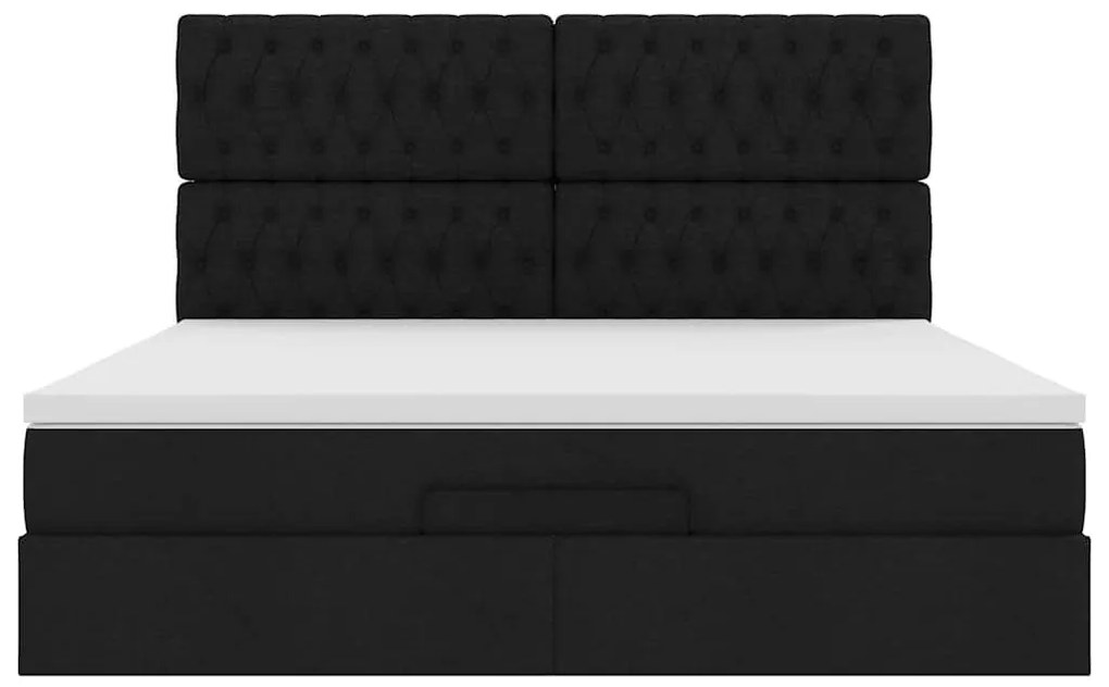 vidaXL Οθωμανικό κρεβάτι με στρώμα Μαύρο 160x200cm Ύφασμα