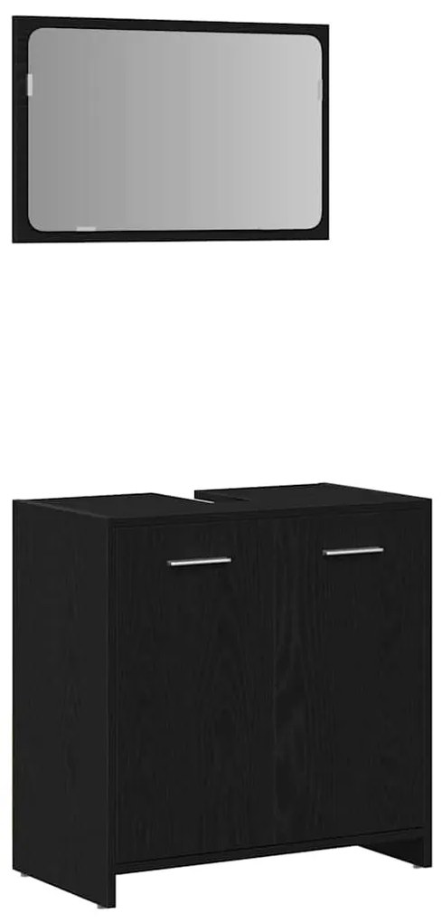 vidaXL Σετ Επίπλων Μπάνιου 4 pcs Μαύρη Οξυά 30 x 30 x 183.5 εκ.