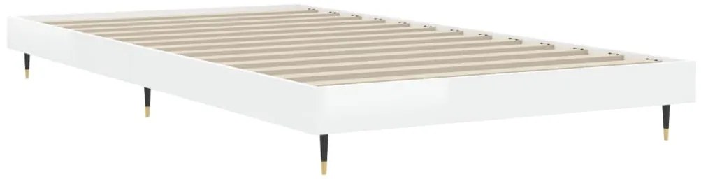 vidaXL Πλαίσιο Κρεβατιού Γυαλιστερό Λευκό 90x190 εκ Επεξεργασμένο Ξύλο