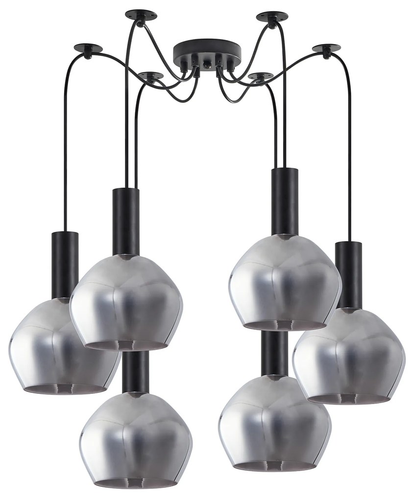 Φωτιστικό Οροφής  SE21-BL-4-BL6-GL2 ADEPT TUBE Black Pendant Smoked Glass+ - 51W - 100W - 77-8491