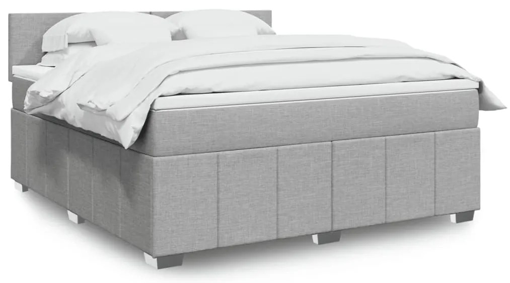 vidaXL Κρεβάτι Boxspring με Στρώμα Ανοιχτό Γκρι 180x200 εκ. Υφασμάτινο