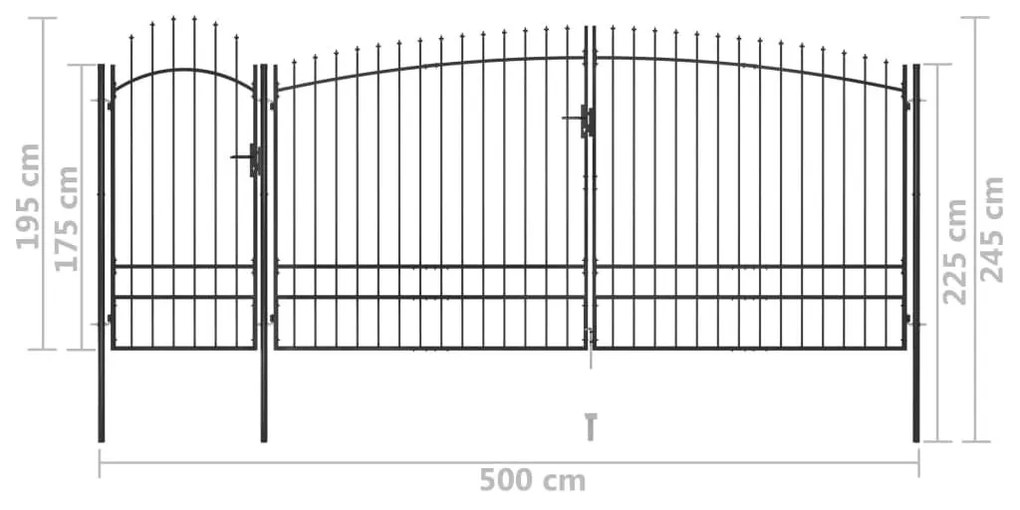 Καγκελόπορτα με Λόγχες Μαύρη 5 x 2,45 μ. - Μαύρο