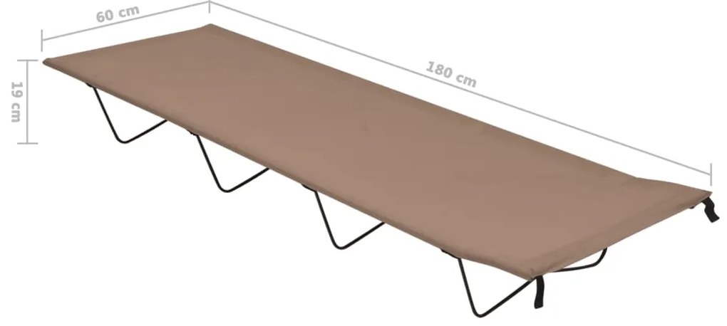 vidaXL Κρεβάτι Κάμπινγκ Χρώμα Taupe 180x60x19εκ. Ύφασμα Oxford/Ατσάλι