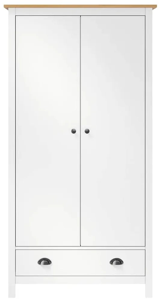 vidaXL Ντουλάπα Hill Δίφυλλη Λευκή 89x50x170 εκ. Μασίφ Ξύλο Πεύκου