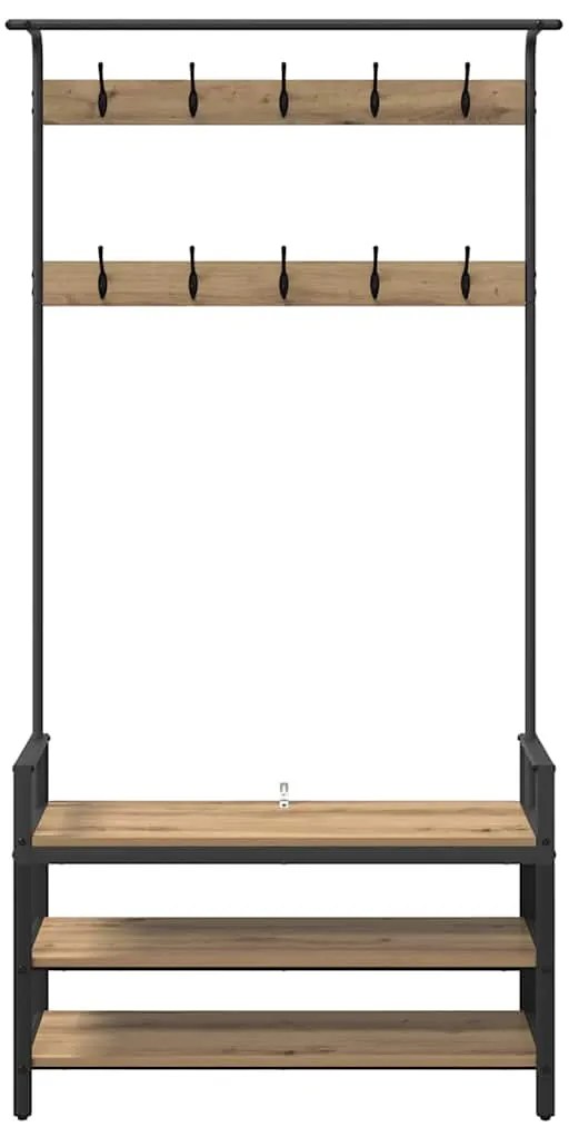 vidaXL Κρεμάστρα artisan δρυς 95 x 34 x 184 εκ Επεξεργασμένο ξύλο