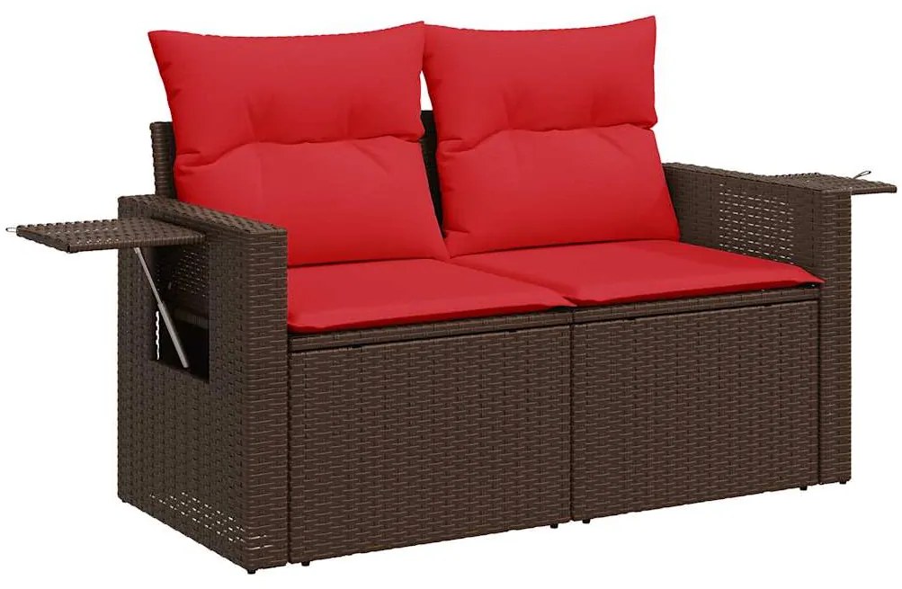 vidaXL Σαλόνι Κήπου 8 Τεμαχίων Καφέ Συνθετικό Ρατάν Μαξιλάρια Ακακία