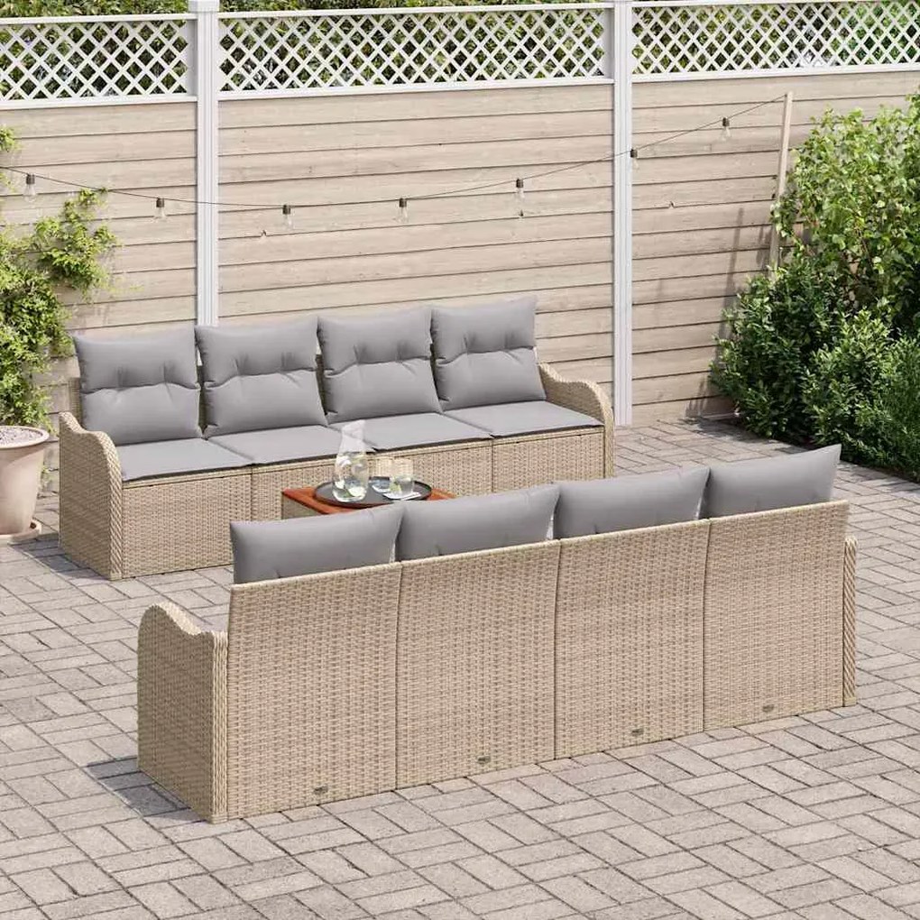 vidaXL Σετ Καναπέ Κήπου 9 pcs Μπεζ, λευκό