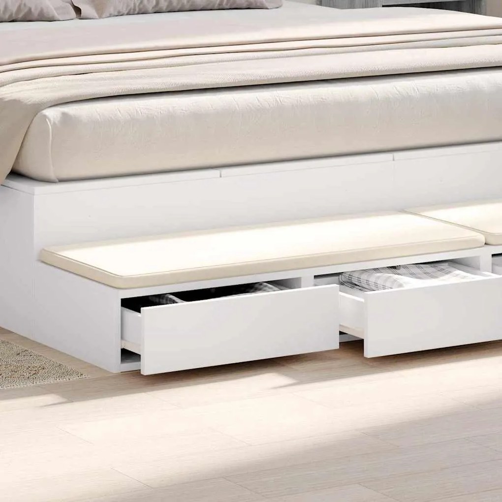 vidaXL Συρτάρια κρεβατιού με συρτάρι Λευκό 200 x 36.5 x 16.5 εκ