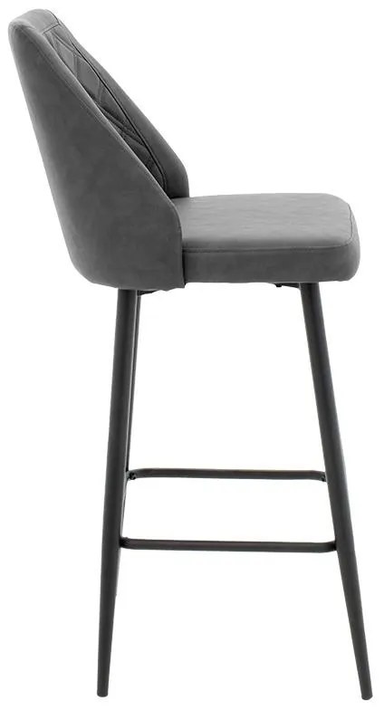 Σκαμπό μπαρ Inflame PU ανθρακί-μέταλλο μαύρο 2αδα 48x55x107 εκ.