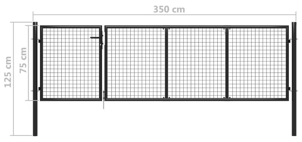 Πόρτα Περίφραξης Κήπου Ανθρακί 350 x 75 εκ. Ατσάλινη - Ανθρακί