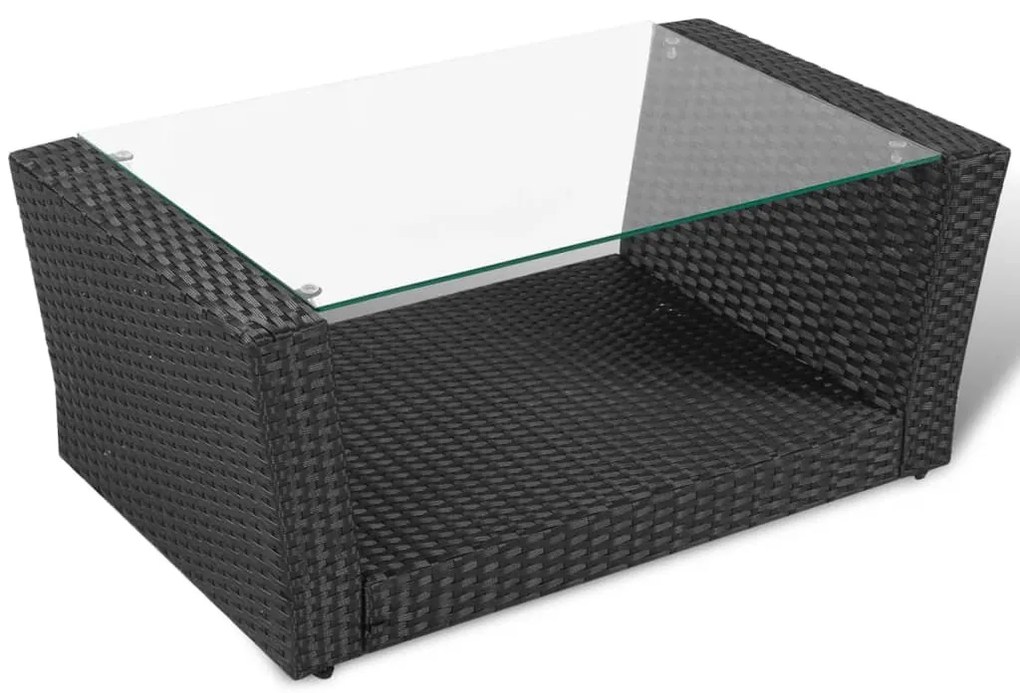 vidaXL Σαλόνι Κήπου 4 Τεμαχίων Μαύρο από Συνθετικό Ρατάν με Μαξιλάρια