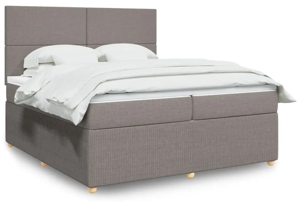 Κρεβάτι Boxspring με Στρώμα Taupe 200x200 εκ. Υφασμάτινο