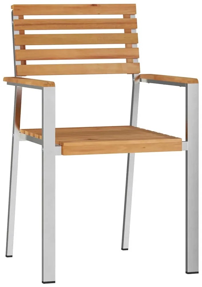 vidaXL Σετ τραπεζαρίας κήπου 3 τμχ από μασίφ ξύλο teak και ανοξείδωτο ατσάλι
