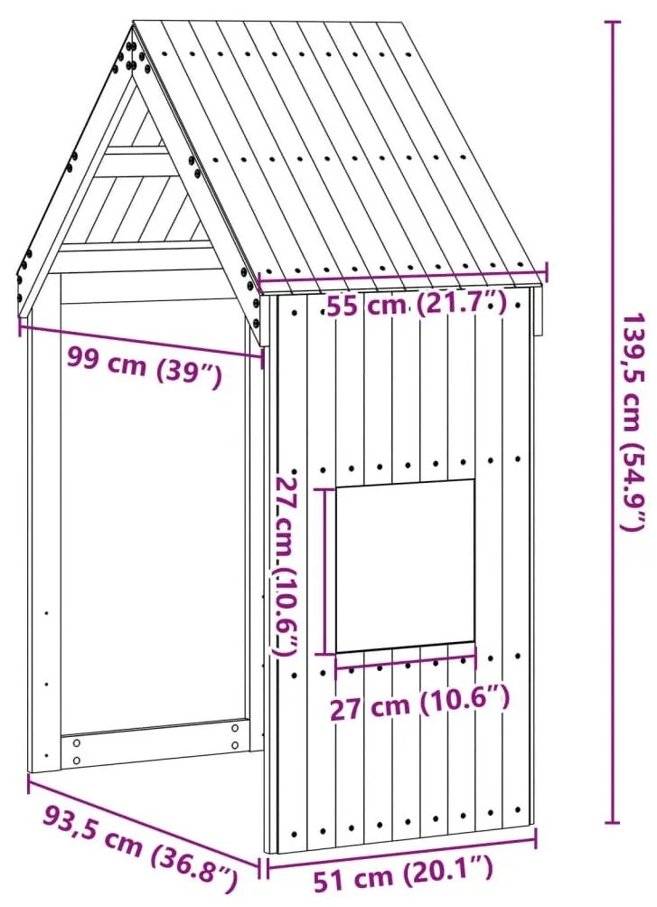 Οροφή Κρεβατιού Παιδική Λευκό 55x99x139,5εκ Μασίφ Ξύλο Πεύκου - Λευκό