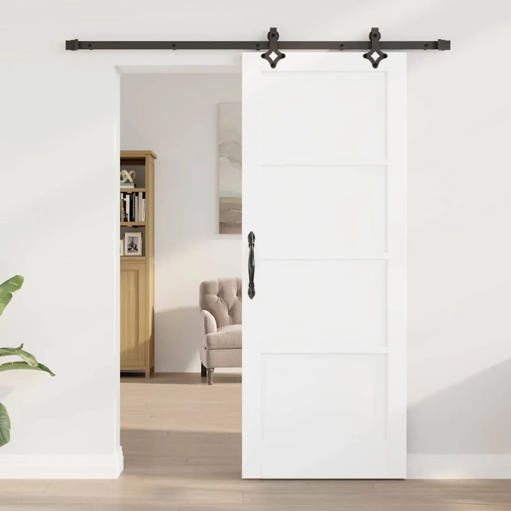 vidaXL Συρόμενη Πόρτα Λευκό και μαύρο 78 x 202 εκ.