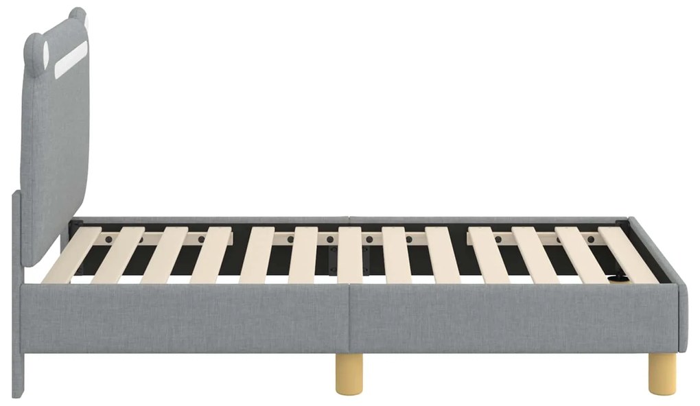 vidaXL Κρεβατική βάση για παιδιά με προσκέφαλο Ανοιχτό γκρι