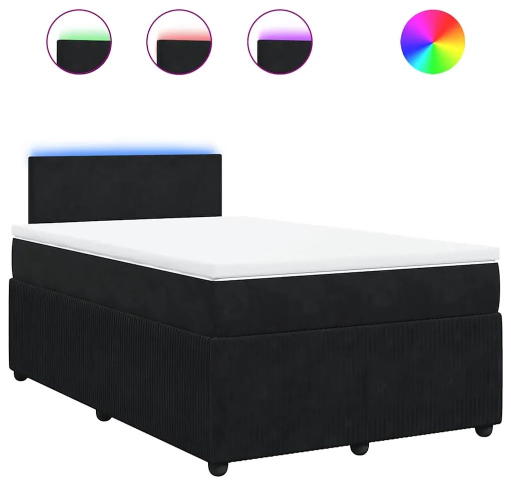 vidaXL Κρεβάτι Boxspring με Στρώμα Μαύρο 120 x 200 εκ. Βελούδινο
