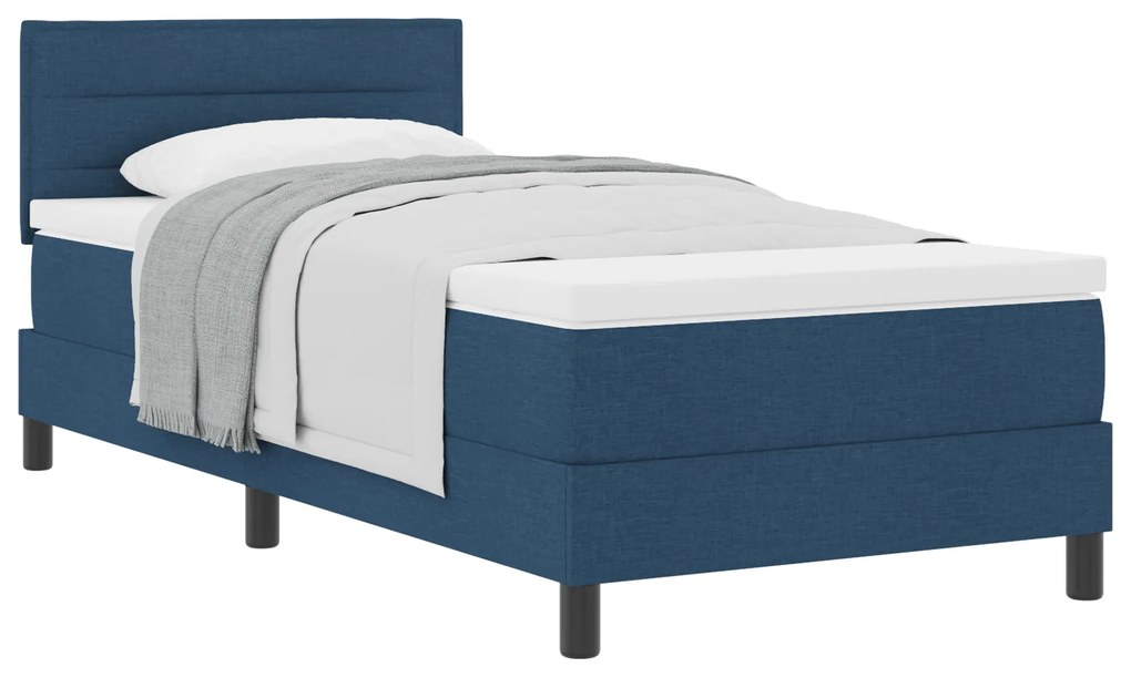 vidaXL Κρεβάτι Box Spring με Στρώμα Μπλε 90x190 εκ. Υφάσματος