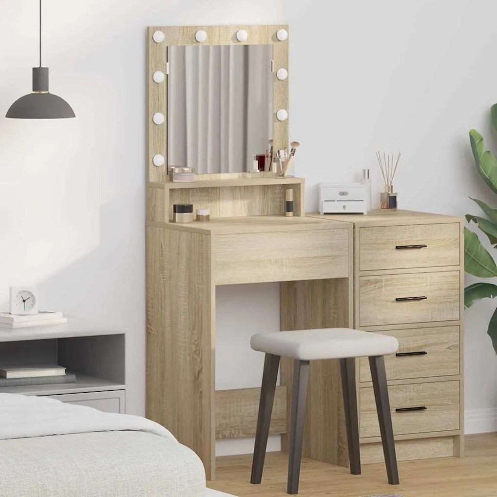 vidaXL Τραπέζι Μακιγιάζ με ράφι Δρύς Sonoma 50 x 41 x 135 εκ