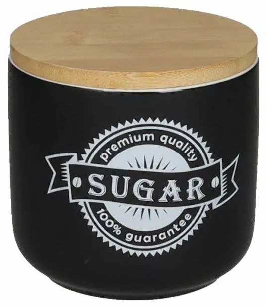 Βάζο Αποθήκευσης Ζάχαρης Premium Sugar 53842 350ml Black Brandani Porcelain,Bamboo