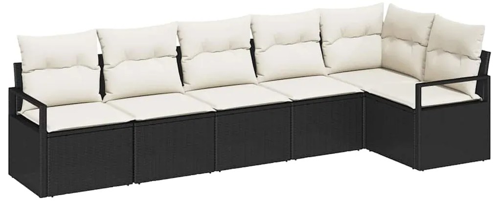 vidaXL Σετ Καναπέ Κήπου 6 pcs Μαύρο, Κρέμα Πολυ rattan, βαμμένο ατσάλι