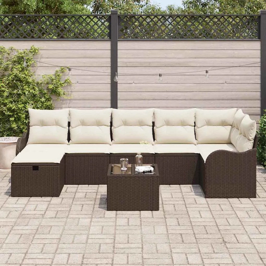 vidaXL Σετ Καναπέ Κήπου 8 pcs Καφέ και κρεμ 287.5 x 122.5 x 85 cm